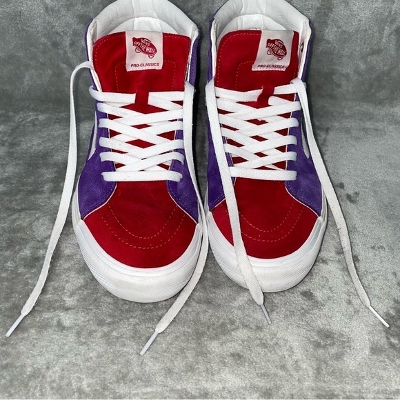 Vans Sk8-Suede Hi-Top Sneaker Red Purple Teal Checkered Midsole Custom Size 10.5 - Picture 8 of 11